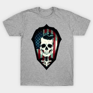 Fun Shield Patriotic Rockabilly Skeleton T-Shirt